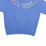 KORET Womens Blue Cotton Blend Embroidered Crew Neck XL Casual Sweatshirt