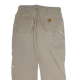 CARHARTT Mens Regular Cotton Jeans Beige W36 L30 Workwear Durable Zip Closure