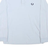 FRED PERRY Boys White Long Sleeve Plain Polo Shirt 14Y Cotton Blend Classic