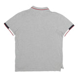 TOMMY HILFIGER Mens Grey Polo Shirt L Cotton Short Sleeve Slim Fit Classic