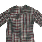 ZARA Womens Grey Red Black Checked V-Neck Short Sleeve Top XS Casual Everyday