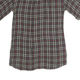 ZARA Womens Grey Red Black Checked V-Neck Short Sleeve Top XS Casual Everyday
