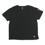 TRUE RELIGION Mens Black Gold Logo T-Shirt L Short Sleeve Crew Neck Cotton