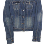 MANGO Womens Blue Denim Cotton Jacket M Button Closure Classic Fit Casual