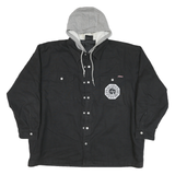 DICKIES Mens Black & Grey Hooded Zip Jacket 2XL Cotton Blend Workwear Casual