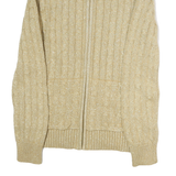 LAUREN RALPH LAUREN Womens Beige Patterned Jumper Zip Up Cable Knit S