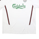 LFC Mens White Football T-Shirt XL Short Sleeve Crew Neck Carlsberg Logo