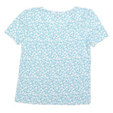 PHASE EIGHT Womens Blue & White Floral Cotton Blend Top Short Sleeve V-Neck UK