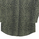 WHISTLES Womens Green & Black Printed Basic Top Long Sleeve Round Neck S Linen