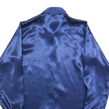 Mens Blue Satin Plain Shirt M Long Sleeve Button Closure Point Collar Classic