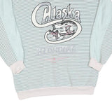 Womens Blue & White Alaska Graphic Crew Neck Sweatshirt M Casual Cotton