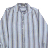 SSH Womens Blue White Stripe Cotton Shirt L Casual Long Sleeve Button Up