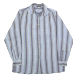 SSH Womens Blue White Stripe Cotton Shirt L Casual Long Sleeve Button Up