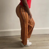 Cantarelli Striped Trousers - 31W UK 12 Orange Linen Blend