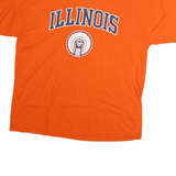 Mens Orange Cotton Graphic T-Shirt L Short Sleeve Crew Neck Illinois Logo