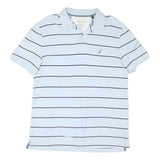 NAUTICA Mens Light Blue & Black Striped Short Sleeve Polo Shirt XL Cotton Blend