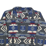 ANCHOR BLUE Womens Blue & Grey Patterned Jumper 1/4 Zip Pullover L Polyester