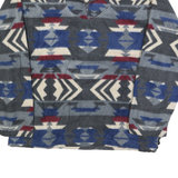 ANCHOR BLUE Womens Blue & Grey Patterned Jumper 1/4 Zip Pullover L Polyester