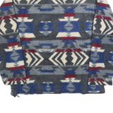 ANCHOR BLUE Womens Blue & Grey Patterned Jumper 1/4 Zip Pullover L Polyester