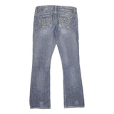 GUESS Womens Regular Blue Denim Jeans W29 L32 Embroidered Pockets Zip Closure
