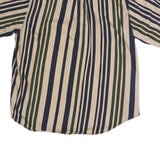 COLISEUM Mens Beige & Blue Stripe Shirt XL Button Down Pocket Cotton