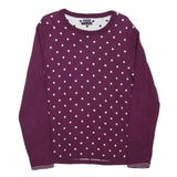 TOMMY HILFIGER Womens Maroon & White Patterned Crew Neck Basic Knit Jumper L