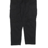 ZARA Womens Black Cotton Blend Regular Cargo Trousers W31 L28 Stylish Zip