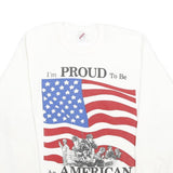 JERZEES Mens White I'm Proud To Be An American Crew Neck XL Printed Sweatshirt