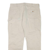 CARHARTT Mens Beige Relaxed Straight Trousers W38 L28 Cotton Blend Zip Casual