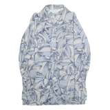 HUKA-POO Mens Blue & Grey Abstract Pattern Nylon Shirt L Stylish Long Sleeve