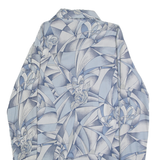 HUKA-POO Mens Blue & Grey Abstract Pattern Nylon Shirt L Stylish Long Sleeve