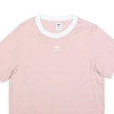 ADIDAS Womens Pink & White Graphic T-Shirt UK 8 Short Sleeve Crew Neck Casual