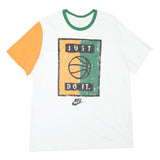 NIKE Mens White & Orange Basketball Graphic T-Shirt XL Short Sleeve Crew Neck