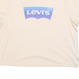 LEVI'S Womens Cream Blue Logo Graphic T-Shirt XL Short Sleeve Crew Neck Casual