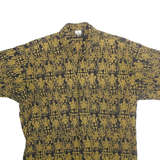 DRESS FRESH Mens Black & Yellow Cotton Pattern Shirt M Short Sleeve Button
