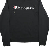 CHAMPION Mens Black Pullover Hoodie M Classic Script Logo Sweatshirt