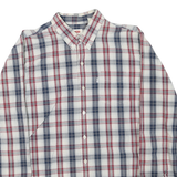 LEVI'S Mens White & Navy Blue Red Check Shirt L Cotton Blend Classic Button-Down