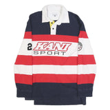 KARL KANI Mens Navy Red & White Striped Long Sleeve Polo Shirt S Kani Sport