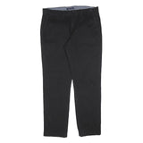 TOMMY HILFIGER Mens Cotton Blend Black Regular Straight Trousers W34 L32 Zip