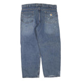 CARHARTT Mens Blue Regular Straight Denim W40 L30 Workwear Cotton Blend Zip