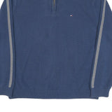 TOMMY HILFIGER Mens Blue Patterned Pullover Crew Neck Basic Knit XL Zip Jumper