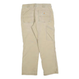 CARHARTT Mens Relaxed Beige Cotton Blend Trousers W32 L26 Workwear Zip Closure