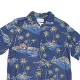 SADLEBREAD Mens Blue Island Print Rayon Shirt L Summer Casual Vacation
