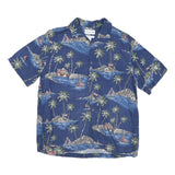 SADLEBREAD Mens Blue Island Print Rayon Shirt L Summer Casual Vacation