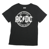 AC DC Mens Black Back In Black World Tour Graphic T-Shirt M Crew Neck Short