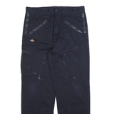 DICKIES Mens Cotton Blend Black Regular Tapered Trousers W34 L32 Workwear Zip