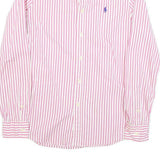 TOMMY HILFIGER Womens Pink & White Striped Shirt UK 6 Button Down Collar Cotton