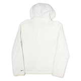 NIKE Womens White & Green Quilted Hooded Jacket XL Polyester Zip Sportswear