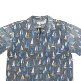 HIGH SURF Mens Blue Casual Shirt 2XL Cotton Blend Sailing Boats Print Summer