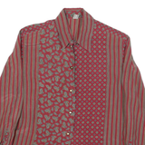 TRU Womens Red Cotton Blend Printed Shirt Long Sleeve Collared UK 10